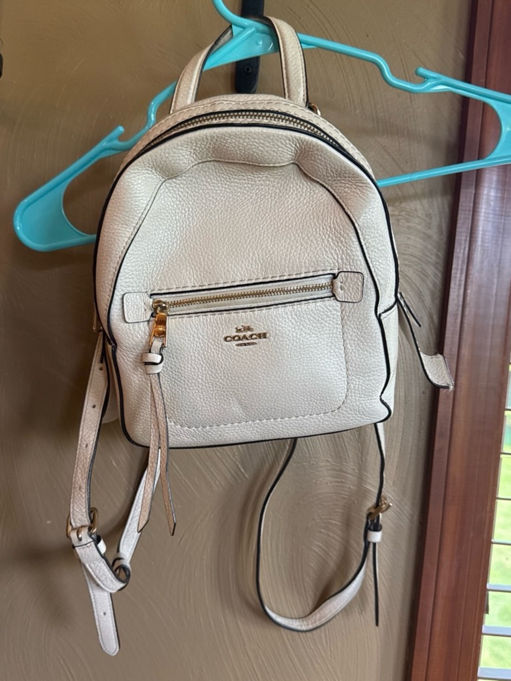 Coach White Pebbled Leather Mini Backpack with Gold Hardware
